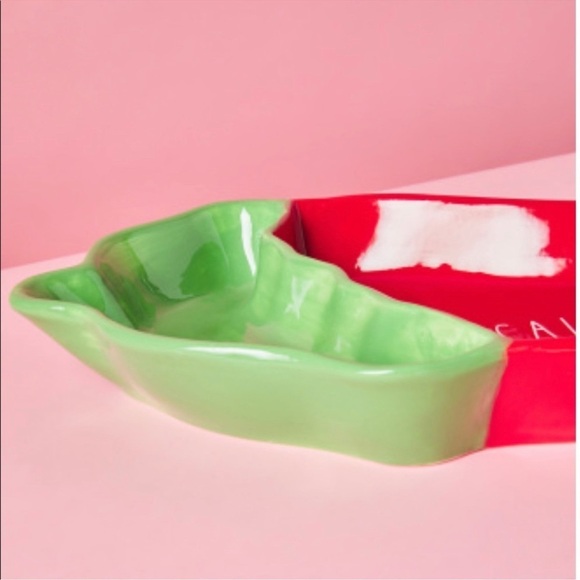 NEW Rae Dunn SALSA adorable Spicy RED PEPPER ceramic appetizer divided tray - Picture 8 of 10